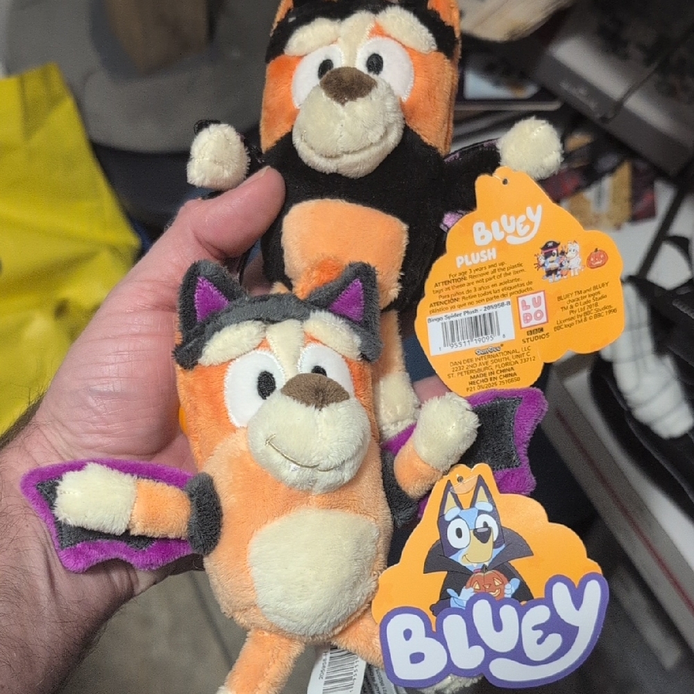 Brand New Halloween Bluey Themed Plush Bag Clips